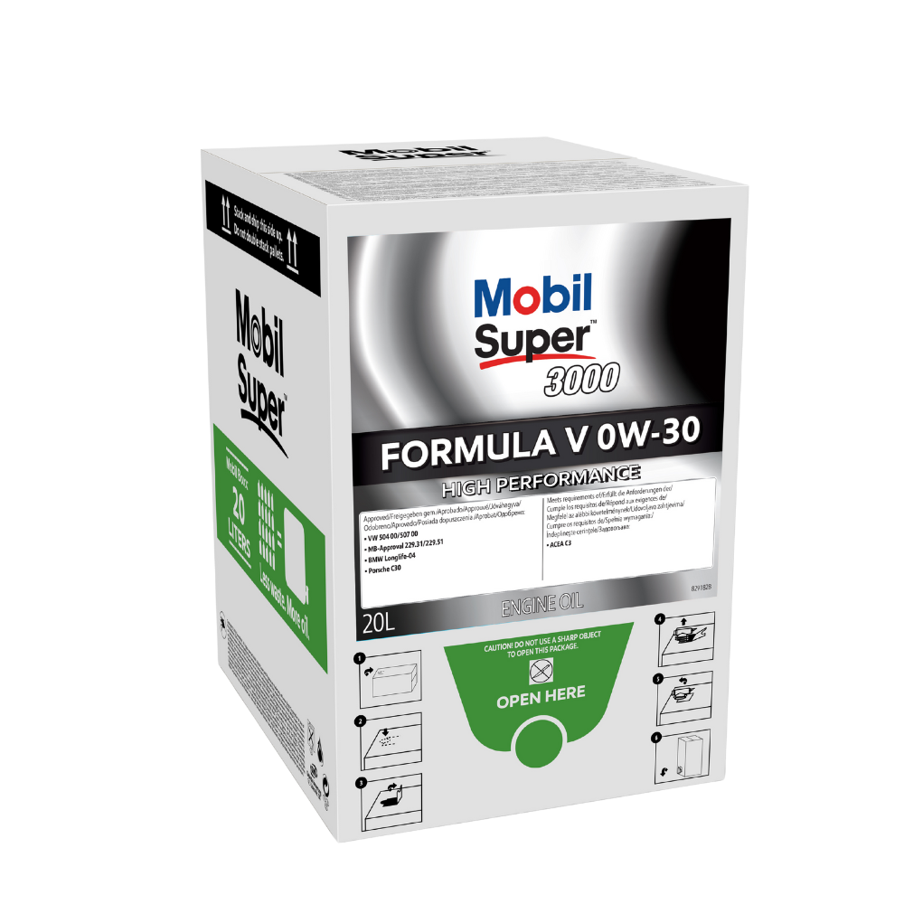MOBIL SUPER 3000 FORMULA V 0W-30, 20L BAG-IN-BOX 156205