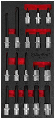 AMPRO 1/2" XZN HYLSYT, 18-OSAINEN MODUULI, VA-SARJA