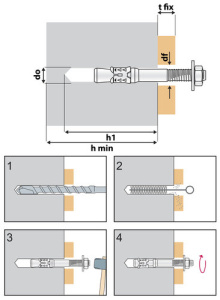 KIILA-ANKKURI M10X120MM SINK. 50KPL 2