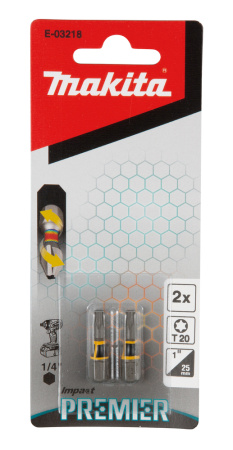 MAKITA E-03218 RUUVAUSKÄRKI IMPACT PREMIER T20, 25MM, 2KPL, ISKEVILLE RUUVINVÄÄNTIMILLE