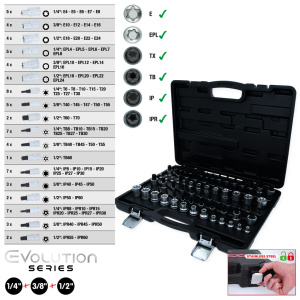 1/4"+3/8"+1/2" TORX-HYLSYAVAINSARJA, 77-OS 2