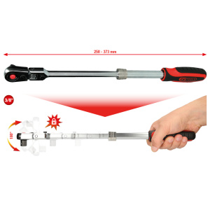 3/8" SLIMPOWER-TELESKOOPPI-NIVELRÄIKKÄ, 72 HAMMASTA 3