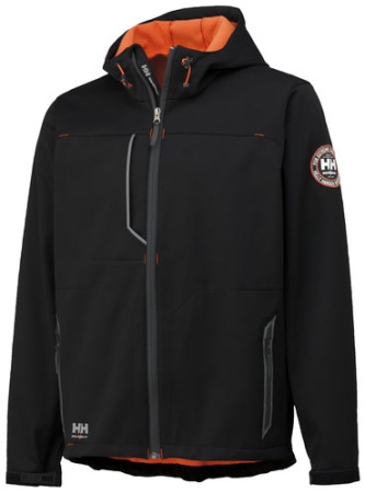 SOFTSHELL TAKKI S LEON MUSTA/ORANSSI