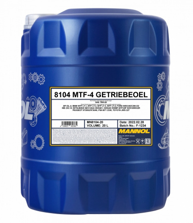 MANNOL 75W-80 GL4 MTF-4 8104 20L