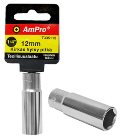 AMPRO PITKÄ KIRKAS HYLSY 1/4" 10MM