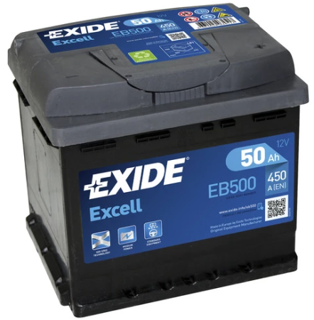 EXIDE EXCELL AKKU 12V, 50AH/450A, P207, L175, K190 (+/-)