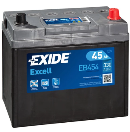 EXIDE EXCELL AKKU 12V, 45AH/330A, P237, L127, K227 (+/-)