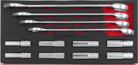AMPRO KIINTOLENKKI- JA HYLSYSARJA 1/2", 12-OSAINEN, MODUULI, VA-SARJA