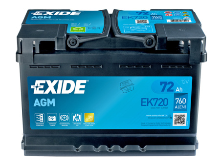 EXIDE AGM START&STOP AKKU 12V, 72AH/760A, P278, L175, K190 (+/-)