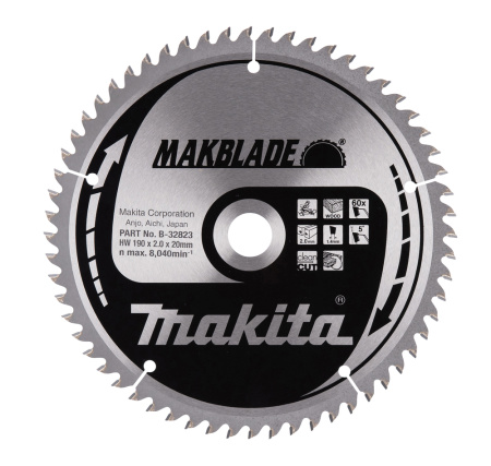 MAKITA B-32823 PYÖRÖSAHANTERÄ 190X20X2,0MM, Z-60 PUULLE, LS0714