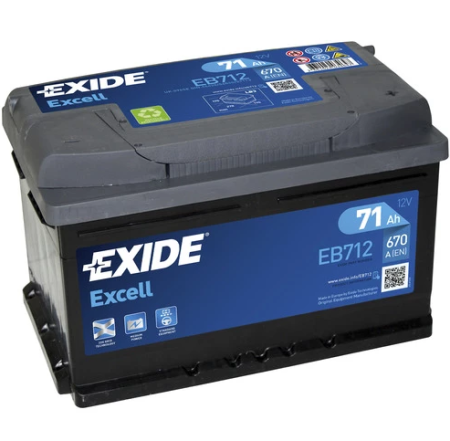 EXIDE EXCELL AKKU 12V, 71AH/670A, P278, L175, K175 (+/-)