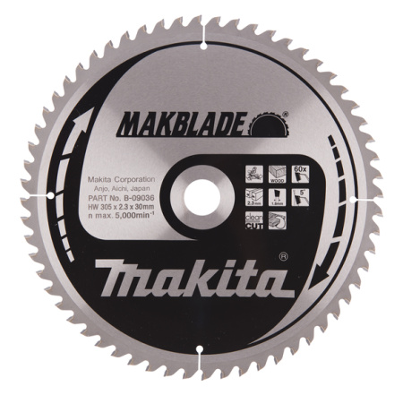 MAKITA B-09036 PYÖRÖSAHANTERÄ HM 305X30X2,3MM, Z-60 PUULLE