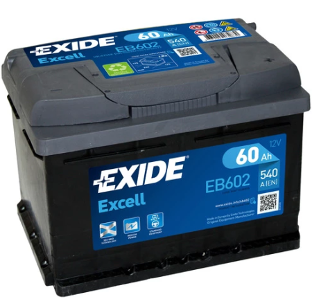EXIDE EXCELL AKKU 12V, 60AH/540A, P242, L175, K175 (+/-)