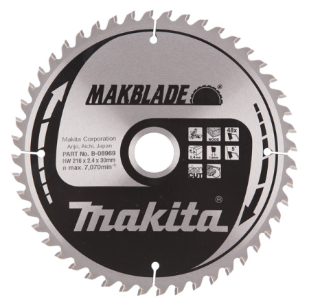 MAKITA B-08969 PYÖRÖSAHANTERÄ 216X30X2,4MM, Z-48 PUULLE