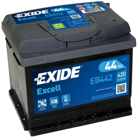 EXIDE EXCELL AKKU 12V, 44AH/420A, P207, L175, K175 (+/-)