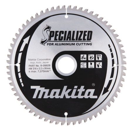 MAKITA B-09628 PYÖRÖSAHANTERÄ HM 216X30X2,2MM, Z-64 ALUMIINILLE