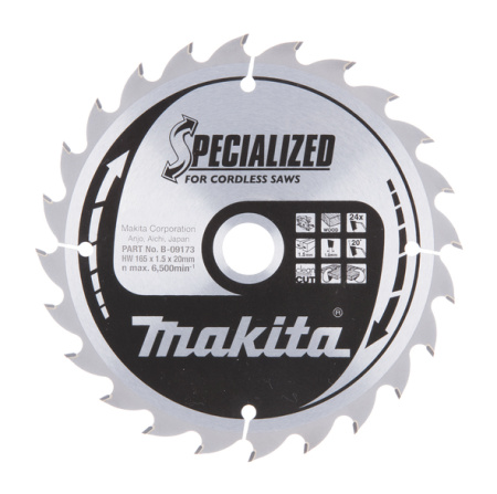 MAKITA B-09173 PYÖRÖSAHANTERÄ HM 165X20X1,5MM, Z-24 PUULLE