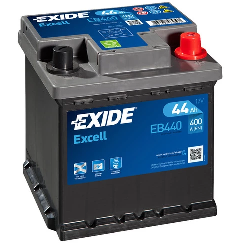 EXIDE EXCELL AKKU 12V, 44AH/400A, P175, L175, K190 (+/-) EB440