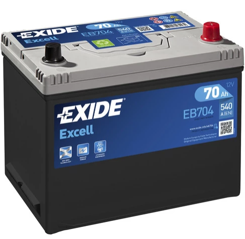 EXIDE EXCELL AKKU 12V, 70AH/540A, P270, L173, K222 (+/-) EB704