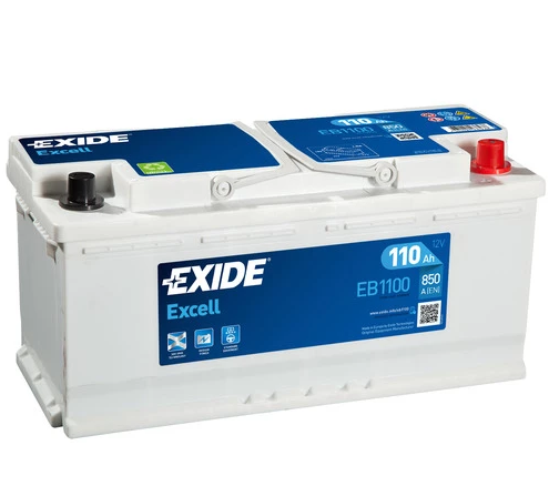 EXIDE EXCELL AKKU 12V, 110AH/850A, P394, L175, K190 (+/-) EB1100