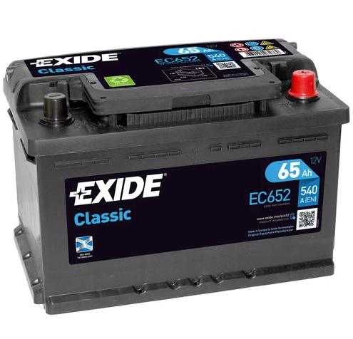 EXIDE CLASSIC AKKU 12V, 65AH/540A, P278, L175, K175 (+/-) EC652