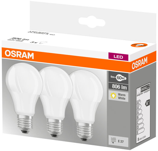 OSRAM LED VAKIOLAMPPU 9W E27 A60 3-PACK OS132