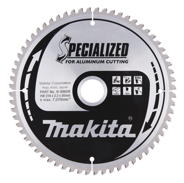 MAKITA B-09628 PYÖRÖSAHANTERÄ HM 216X30X2,2MM, Z-64 ALUMIINILLE MAK-B-09628