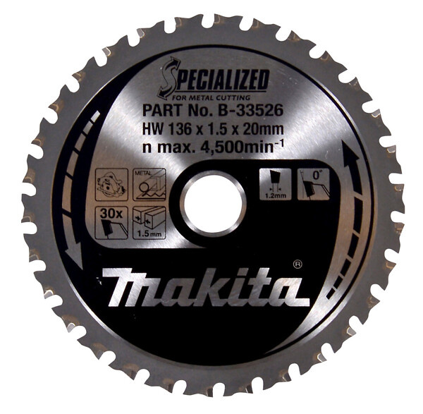 MAKITA B-33526 PYÖRÖSAHANTERÄ 136X20X1,5MM, Z-30 METALLILLE, DCS550 JA DCS552 MAK-B-33526