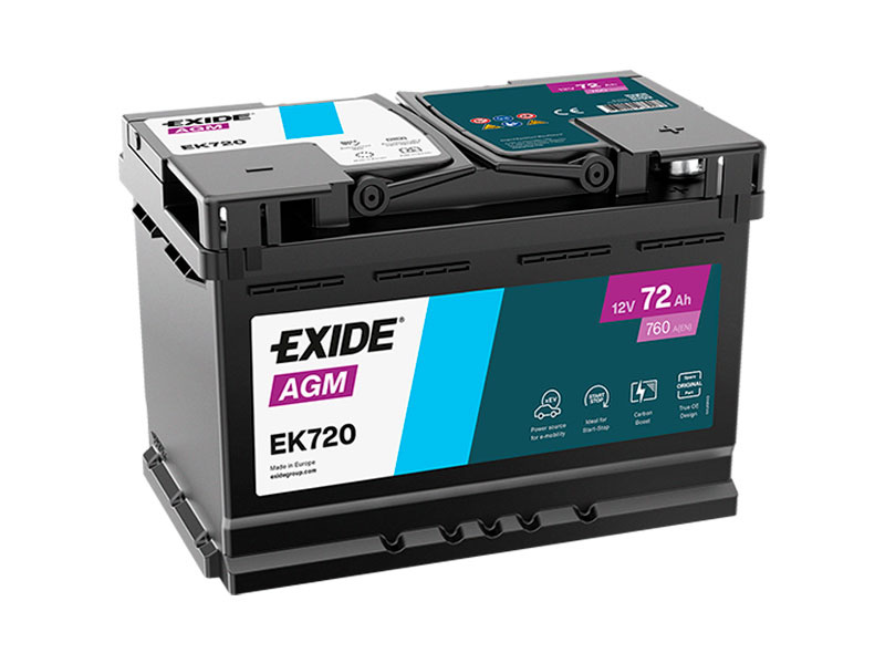 EXIDE AGM 72AH 278X175X190 -/+ 760A 1815-EK720