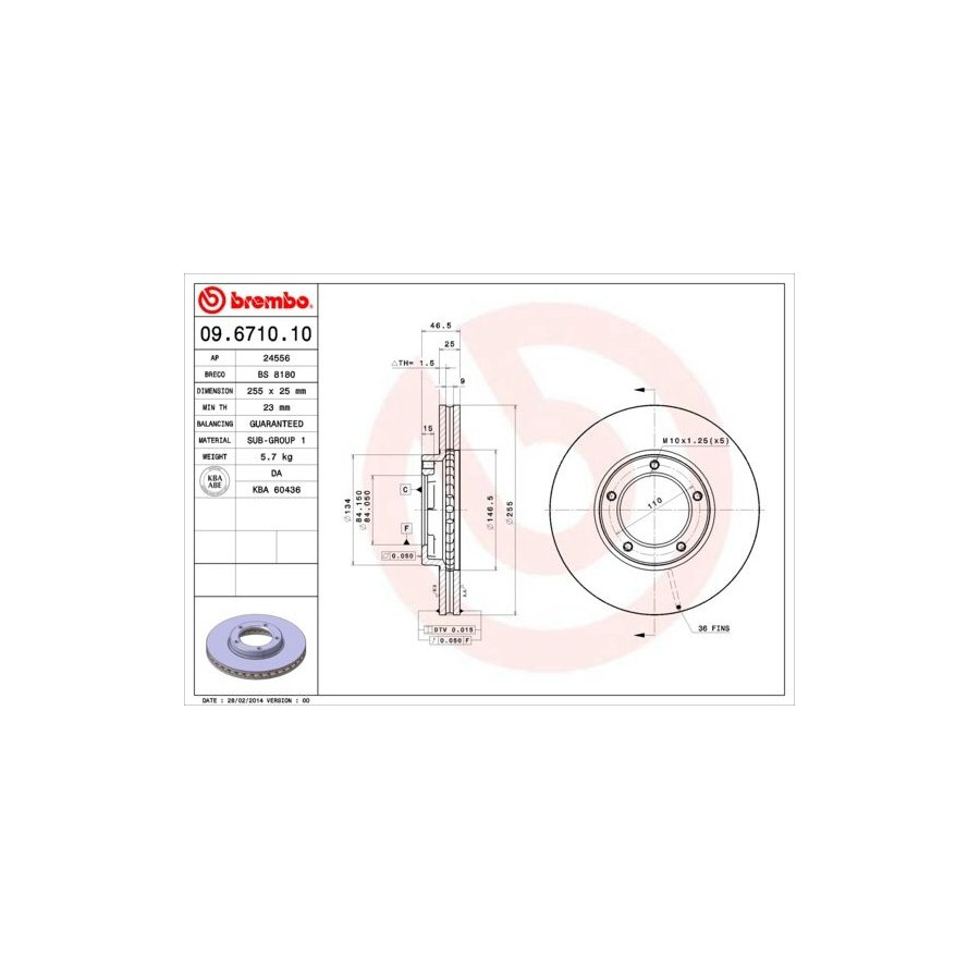 ETUJARRULEVY BREMBO TOYOTA HIACE 89-04 255MM BD5567